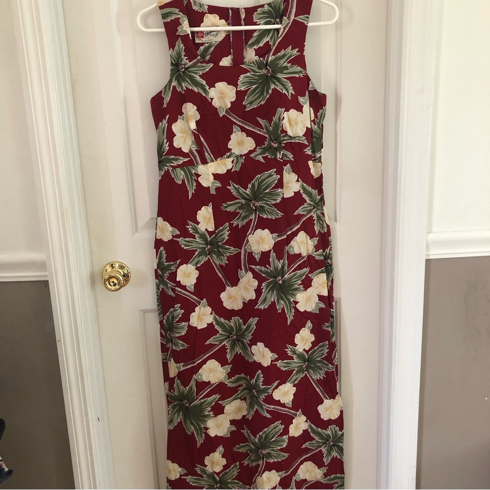 Hilo Hattie Vintage Dress Maxi Size 8 Palm Trees Coconuts